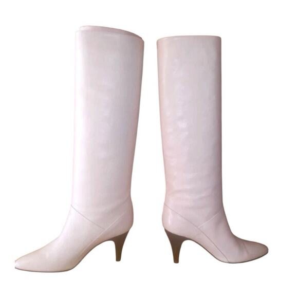 Hana Mackler Vintage Sz 8.5 B Off White/cream 2" Heeled Boots - Picture 1 of 16